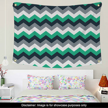 Chevron Pattern Seamless Vector Arrows Design Colorful Green Grey White Turquoise Wall Art 136100030