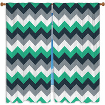 Chevron Pattern Seamless Vector Arrows Design Colorful Green Grey White Turquoise Window Curtains 136100030