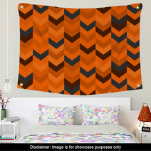Chevron Pattern Seamless Vector Arrows Design Colorful Orange Brown Grey Wall Art 136100805