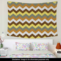 Chevron Pattern Seamless Vector Arrows Design Colorful Yellow Beige Brown Grey Wall Art 136100721