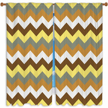 Chevron Pattern Seamless Vector Arrows Design Colorful Yellow Beige Brown Grey Window Curtains 136100721