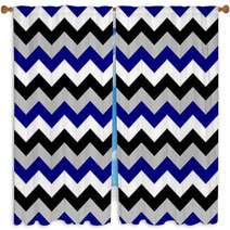 Chevron Pattern Seamless Vector Arrows Geometric Design Colorful Black White Grey Naval Blue Window Curtains 136815968