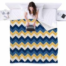 Chevron Pattern Seamless Vector Arrows Geometric Design Colorful Blue Naval Yellow White Blankets 140693122