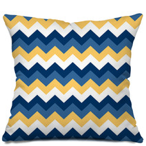 Chevron Pattern Seamless Vector Arrows Geometric Design Colorful Blue Naval Yellow White Pillows 140693122