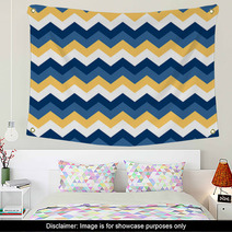 Chevron Pattern Seamless Vector Arrows Geometric Design Colorful Blue Naval Yellow White Wall Art 140693122