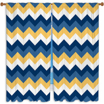 Chevron Pattern Seamless Vector Arrows Geometric Design Colorful Blue Naval Yellow White Window Curtains 140693122