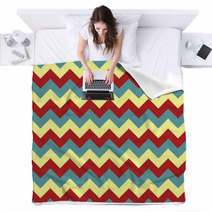 Chevron Pattern Seamless Vector Arrows Geometric Design Colorful Blue Yellow Red Pastel Blankets 140692801
