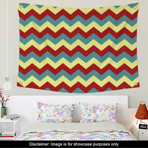 Chevron Pattern Seamless Vector Arrows Geometric Design Colorful Blue Yellow Red Pastel Wall Art 140692801