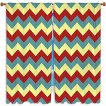 Chevron Pattern Seamless Vector Arrows Geometric Design Colorful Blue Yellow Red Pastel Window Curtains 140692801