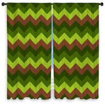 Chevron Pattern Seamless Vector Arrows Geometric Design Colorful Brown Dark Green Light Green Window Curtains 140929002