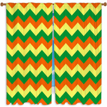 Chevron Pattern Seamless Vector Arrows Geometric Design Colorful Green Orange Yellow Window Curtains 140692990