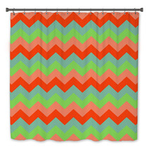 Chevron Pattern Seamless Vector Arrows Geometric Design Colorful Green Pink Coral Teal Turquoise Bath Decor 140929076
