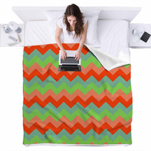 Chevron Pattern Seamless Vector Arrows Geometric Design Colorful Green Pink Coral Teal Turquoise Blankets 140929076