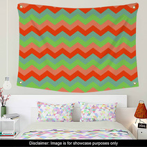 Chevron Pattern Seamless Vector Arrows Geometric Design Colorful Green Pink Coral Teal Turquoise Wall Art 140929076