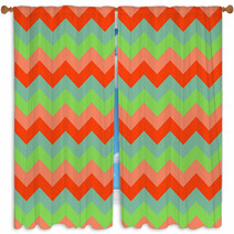 Chevron Pattern Seamless Vector Arrows Geometric Design Colorful Green Pink Coral Teal Turquoise Window Curtains 140929076