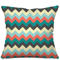 Chevron Pattern Seamless Vector Arrows Geometric Design Colorful Grey Beige Aqua Blue Pink Coral Pillows 140693098