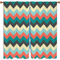 Chevron Pattern Seamless Vector Arrows Geometric Design Colorful Grey Beige Aqua Blue Pink Coral Window Curtains 140693098