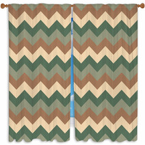 Chevron Pattern Seamless Vector Arrows Geometric Design Colorful Pastel Dark Green Beige Brown Window Curtains 140533617