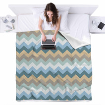 Chevron Pattern Seamless Vector Arrows Geometric Design Colorful Pastel White Aqua Light And Naval Blue Beige Brown Blankets 140378311