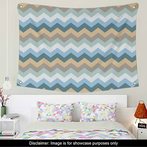 Chevron Pattern Seamless Vector Arrows Geometric Design Colorful Pastel White Aqua Light And Naval Blue Beige Brown Wall Art 140378311