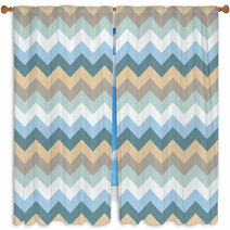 Chevron Pattern Seamless Vector Arrows Geometric Design Colorful Pastel White Aqua Light And Naval Blue Beige Brown Window Curtains 140378311