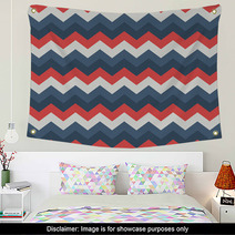 Chevron Pattern Seamless Vector Arrows Geometric Design Colorful Pastel White Red Blue Black Wall Art 140692799