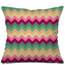 Chevron Pattern Seamless Vector Arrows Geometric Design Colorful Pink Purple Magenta Green Beige Yellow Pillows 140692749