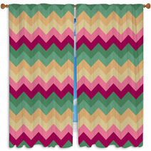 Chevron Pattern Seamless Vector Arrows Geometric Design Colorful Pink Purple Magenta Green Beige Yellow Window Curtains 140692749