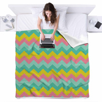 Chevron Pattern Seamless Vector Arrows Geometric Design Colorful Pink Yellow Aqua Blue Teal Turquoise Blankets 140929036