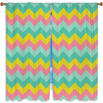 Chevron Pattern Seamless Vector Arrows Geometric Design Colorful Pink Yellow Aqua Blue Teal Turquoise Window Curtains 140929036