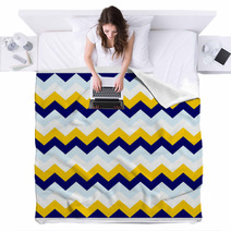 Chevron Pattern Seamless Vector Arrows Geometric Design Colorful White Aqua Yellow Naval Blue Blankets 140692984