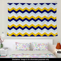 Chevron Pattern Seamless Vector Arrows Geometric Design Colorful White Aqua Yellow Naval Blue Wall Art 140692984