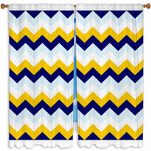 Chevron Pattern Seamless Vector Arrows Geometric Design Colorful White Aqua Yellow Naval Blue Window Curtains 140692984