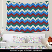 Chevron Pattern Seamless Vector Arrows Geometric Design Colorful White Dark Red Sky Blue Turquoise Teal Wall Art 140533655
