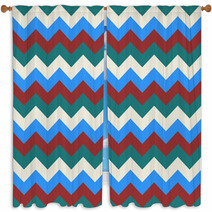 Chevron Pattern Seamless Vector Arrows Geometric Design Colorful White Dark Red Sky Blue Turquoise Teal Window Curtains 140533655
