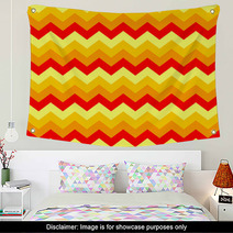 Chevron Pattern Seamless Vector Arrows Geometric Design Colorful Yellow Orange Red Wall Art 136815921