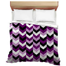Chevron Pattern Seamless Vector Arrows Geometric Design In Mixed Order Colorful Black White Purple Lilac Bedding 136815883