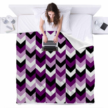 Chevron Pattern Seamless Vector Arrows Geometric Design In Mixed Order Colorful Black White Purple Lilac Blankets 136815883