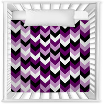 Chevron Pattern Seamless Vector Arrows Geometric Design In Mixed Order Colorful Black White Purple Lilac Nursery Decor 136815883