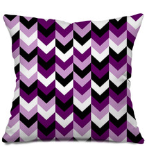 Chevron Pattern Seamless Vector Arrows Geometric Design In Mixed Order Colorful Black White Purple Lilac Pillows 136815883