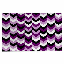 Chevron Pattern Seamless Vector Arrows Geometric Design In Mixed Order Colorful Black White Purple Lilac Rugs 136815883