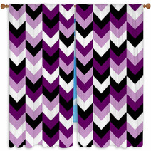 Chevron Pattern Seamless Vector Arrows Geometric Design In Mixed Order Colorful Black White Purple Lilac Window Curtains 136815883