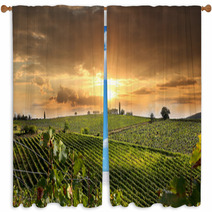 Chianti Vineyard Landscape In Tuscany, Italy Window Curtains 49236361