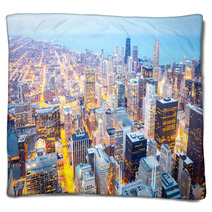 Chicago City Downtown At Dusk Blankets 65291962