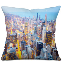 Chicago City Downtown At Dusk Pillows 65291962
