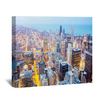 Chicago City Downtown At Dusk Wall Art 65291962