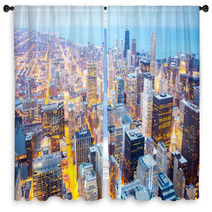 Chicago City Downtown At Dusk Window Curtains 65291962
