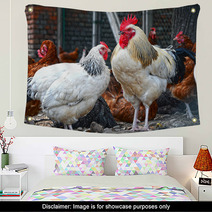Chickens On Traditional Free Range Poultry Farm Wall Art 87366934
