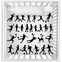 Children Playing Soccer Vector Silhouettes Nursery Decor 72615449