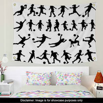Children Playing Soccer Vector Silhouettes Wall Art 72615449